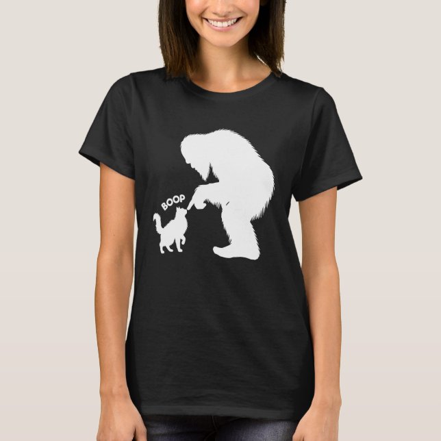 Bigfoot Playful Long Haired Cat Boop T-Shirt (Front)