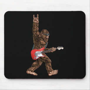 Bigfoot Playing A Electric Guitar Rock On Sasquatc Mouse Mat