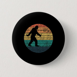 Bigfoot Playing Badminton Shuttle Funny Badminton  6 Cm Round Badge