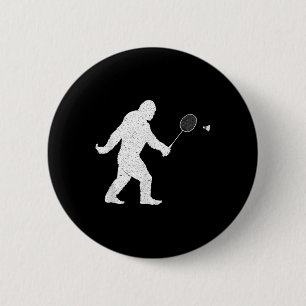 Bigfoot Playing Badminton Shuttle Funny Badminton 6 Cm Round Badge