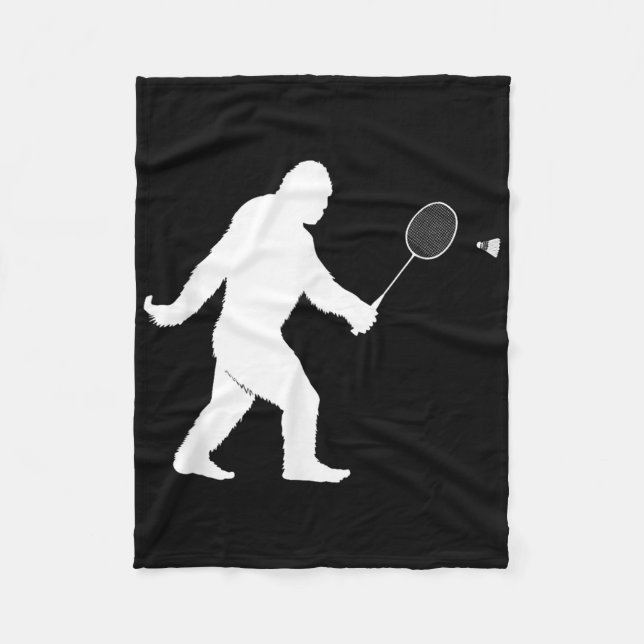 Bigfoot Playing Badminton Shuttle Funny Badminton  Fleece Blanket (Front)