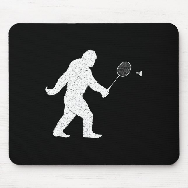Bigfoot Playing Badminton Shuttle Funny Badminton  Mouse Mat (Front)
