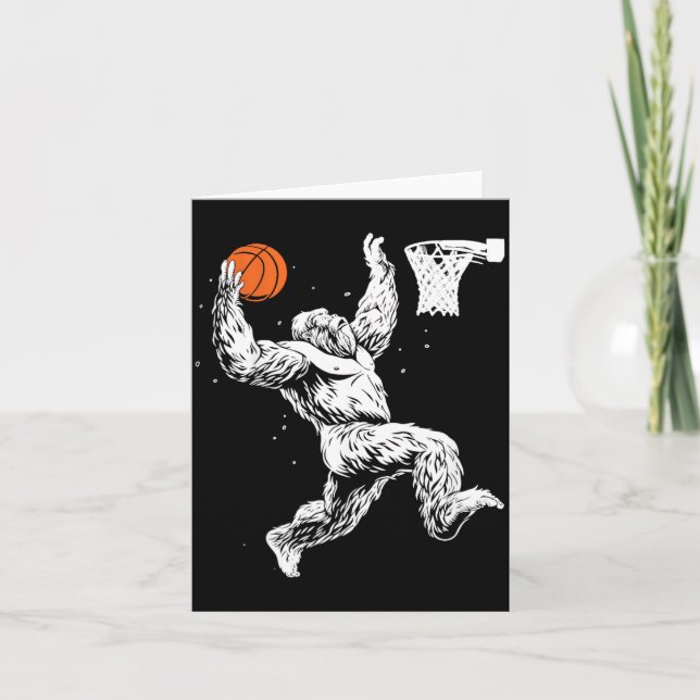Bigfoot Playing Basball Funny Sasquatch Bball Card (Front)
