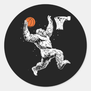 Bigfoot Playing Basball Funny Sasquatch Bball Classic Round Sticker