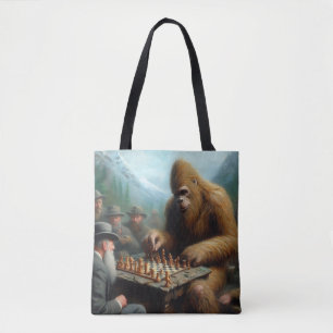 Bigfoot Playing Chess Tote Bag