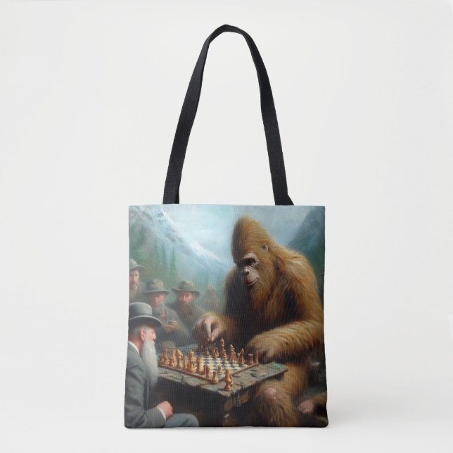 Bigfoot Playing Chess Tote Bag (Front)