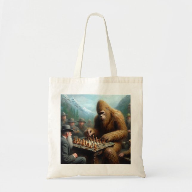 Bigfoot Playing Chess Tote Bag (Front)