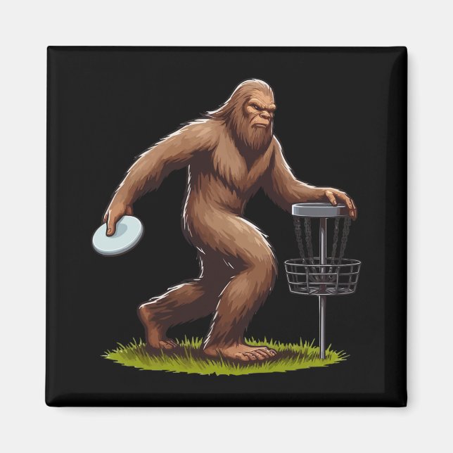 Bigfoot Playing Disc Golf Funny Disc Golfer Player Magnet (Front)