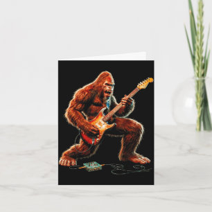 Bigfoot playing electric guitar funny guitarist card