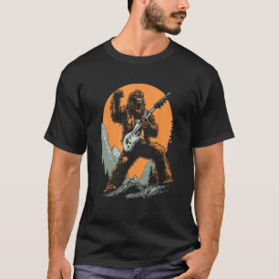 Bigfoot Playing Electric Guitar Funny Sasquatch Ro T-Shirt