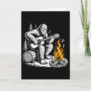 Bigfoot Playing Guitar Campfire Funny Camping Outd Card
