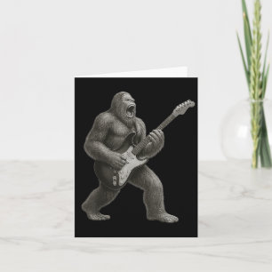 Bigfoot Playing Guitar Rock And Roll Gift Men Wome Card