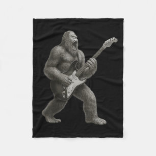 Bigfoot Playing Guitar Rock And Roll Gift Men Wome Fleece Blanket