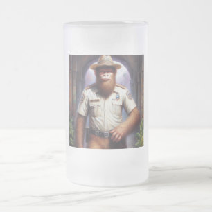 Bigfoot Policeman Frosted Glass Beer Mug
