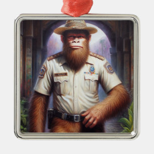 Bigfoot Policeman Metal Tree Decoration