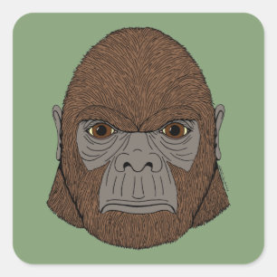 Bigfoot Portrait 1 (Ape-Like) Square Sticker