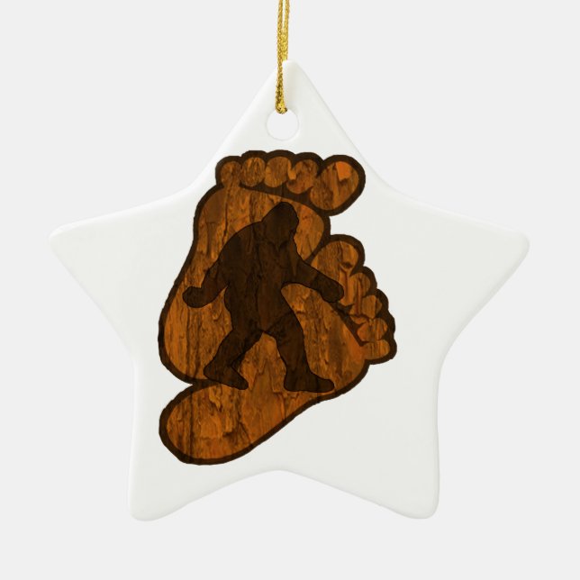 Bigfoot Prints Ceramic Tree Decoration (Front)