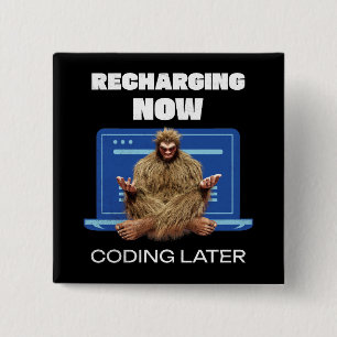 Bigfoot Programmer Coder Software Developer 15 Cm Square Badge