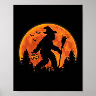Bigfoot Pumpkin Halloween Costume Sasquatch Men Wo Poster
