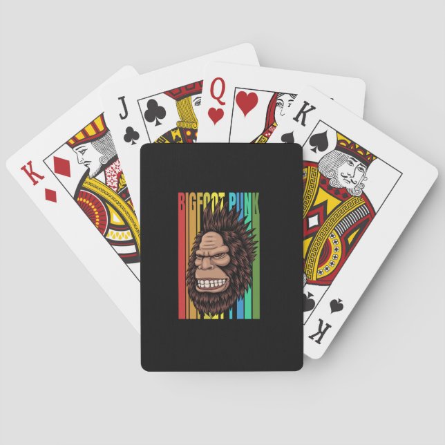 bigfoot punk hair retro vector illustration playing cards (Back)