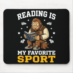 Bigfoot reading books cute men women kids reading mouse mat