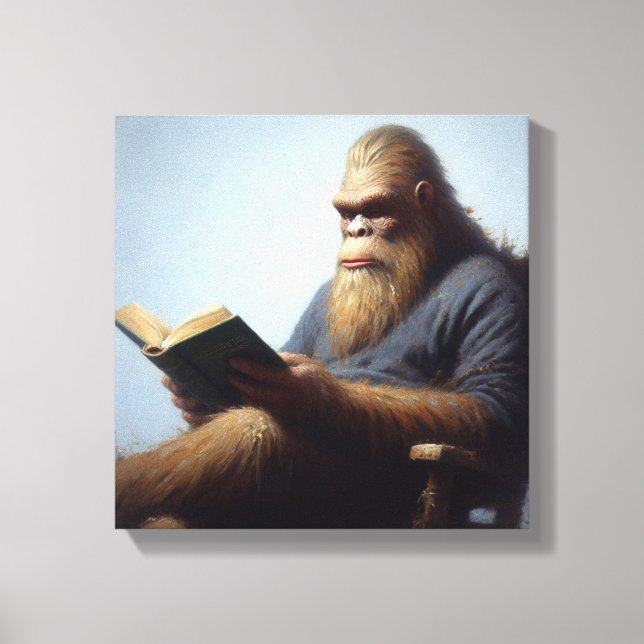 Bigfoot Reading Canvas Print (Front)