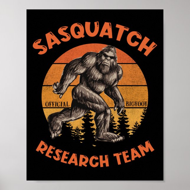 Bigfoot Research Team Retro Vintage Sasquatch Poster (Front)