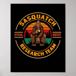 Bigfoot Research Team Retro Vintage Sasquatch Poster