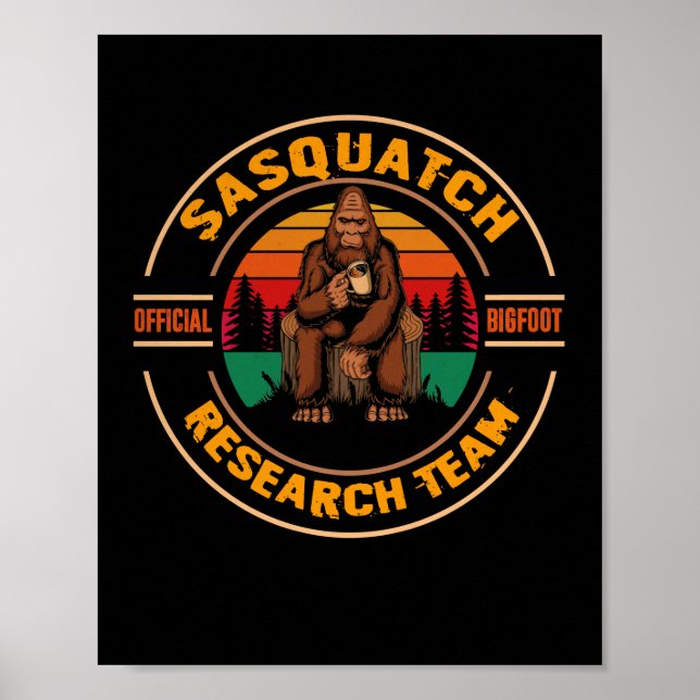 Bigfoot Research Team Retro Vintage Sasquatch Poster (Front)