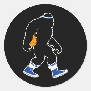 Bigfoot Retro Bysketbyll Gift For Squatch Believer Classic Round Sticker