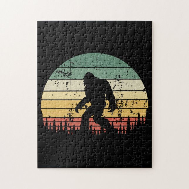 Bigfoot Retro Sunset Gift Jigsaw Puzzle (Vertical)