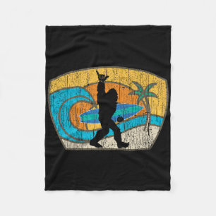 Bigfoot Retro Surfing Gift For Shaka Aloha Surfer  Fleece Blanket