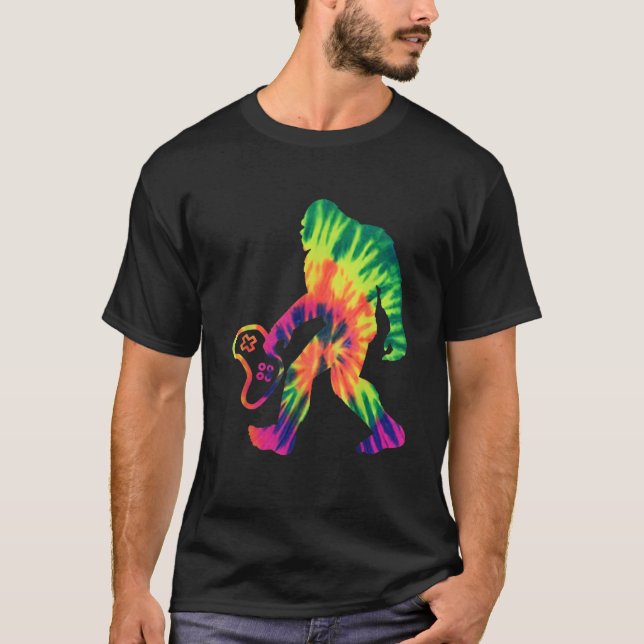 Bigfoot Retro Tie Dye Hippie Sasquatch Video Game  T-Shirt (Front)