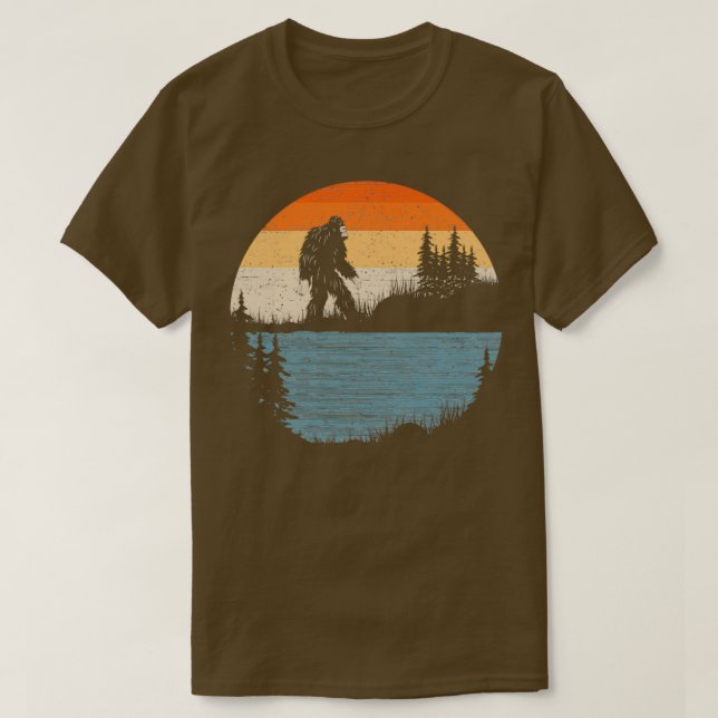 Bigfoot Retro Vintage Sasquatch Sunset T-Shirt (Design Front)