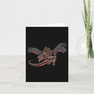 Bigfoot Riding A Dragon Looking At Dinosaurs - Sas Card