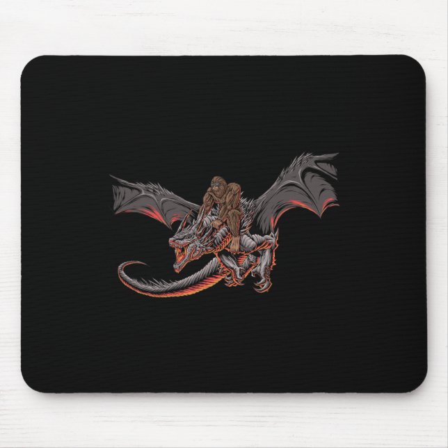 Bigfoot Riding A Dragon Looking at Dinosaurs - Sas Mouse Mat (Front)