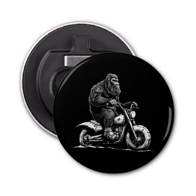 Bigfoot Riding A Motorcycle Bike Funny Sasquatch M Bottle Opener (Front)