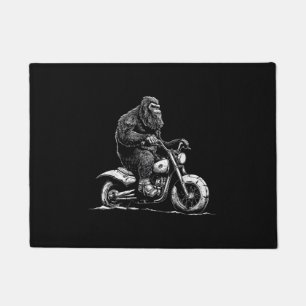 Bigfoot Riding A Motorcycle Bike Funny Sasquatch M Doormat