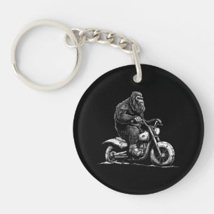 Bigfoot Riding A Motorcycle Bike Funny Sasquatch M Key Ring