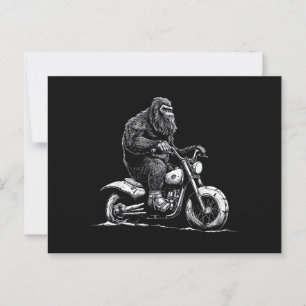 Bigfoot Riding A Motorcycle Bike Funny Sasquatch M Postcard