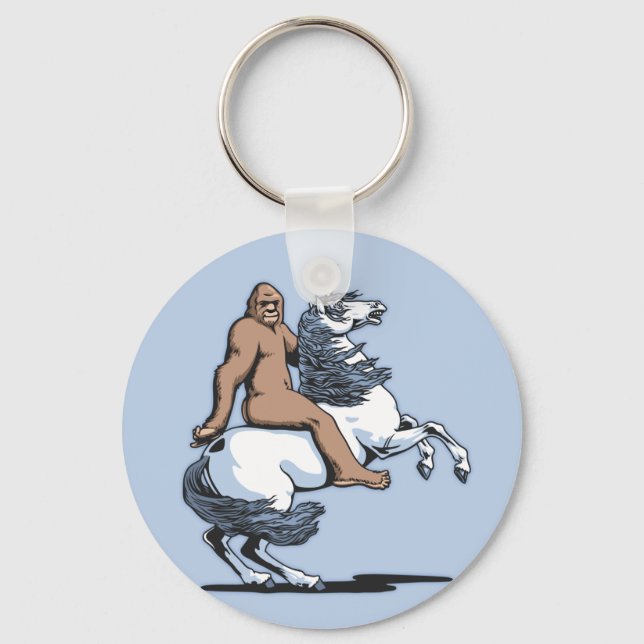 Bigfoot Riding a Unicorn Key Ring (Front)