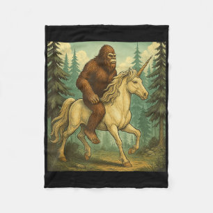 Bigfoot Riding A Unicorn Shirt Men Women Kids Sasq Fleece Blanket