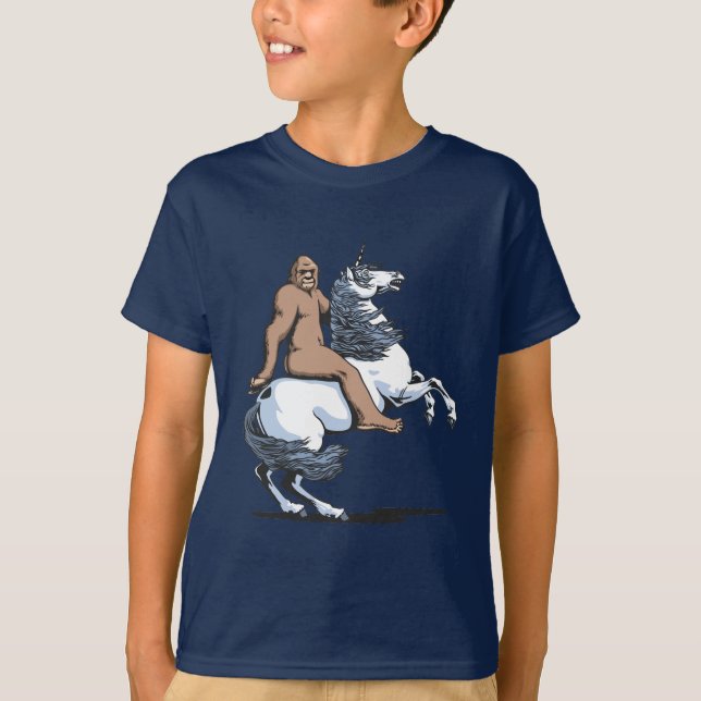 Bigfoot Riding a Unicorn T-Shirt (Front)
