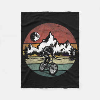 Bigfoot Riding Bicycle Vintage Mountain Biking Big Fleece Blanket