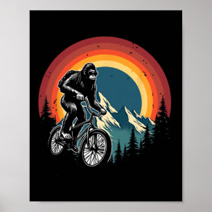 Bigfoot Riding Bicycle Vintage Mountain Biking Big Poster