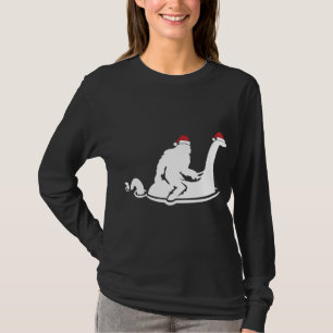Bigfoot Riding Loch Ness Monster Christmas Funny X T-Shirt