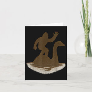Bigfoot Riding Loch Ness Monster Funny Sasquatch  Card