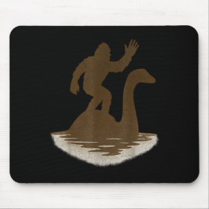 Bigfoot Riding Loch Ness Monster Funny Sasquatch Mouse Mat