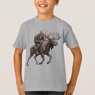 Bigfoot Riding Moose T-Shirt