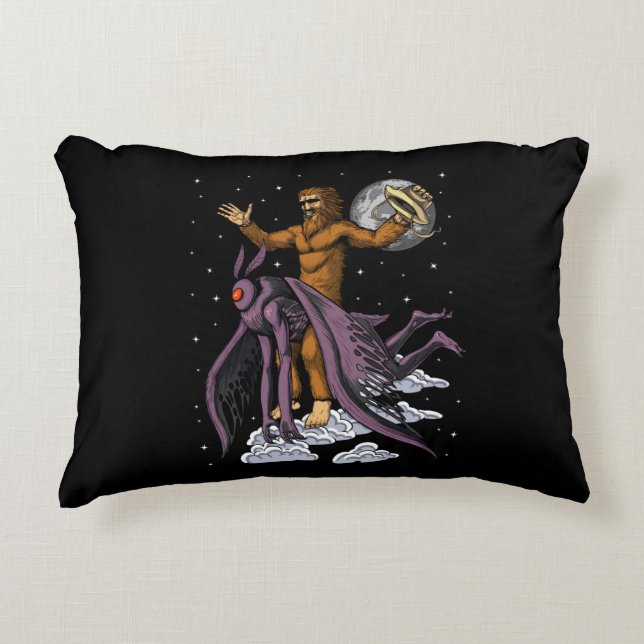 Bigfoot Riding Mothman Decorative Cushion (Front)
